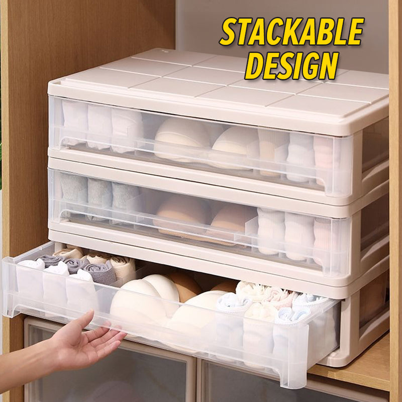 idrop Underwear Storage Box Drawer Multi-Compartment / Kotak Almari Penyimpanan Baju Dalam / 内衣收纳盒窄长内衣收纳盒抽屉式女家用衣柜大号多分格整理箱宿舍