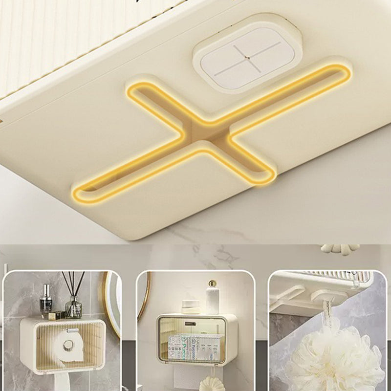idrop Wall Mounted Tissue Storage Box With Transparent Window / Kotak Bekas Penyimpanan Tisu Dinding / (强力胶)透明白壁挂洗脸巾收纳盒