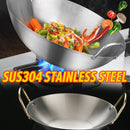 idrop Cooking Wok Double Ear Stainless Steel 304 40CM~60CM / Periuk Masak Keluli Tahan Karat 304 / 40CM-60CM不锈钢双耳砂光炒锅