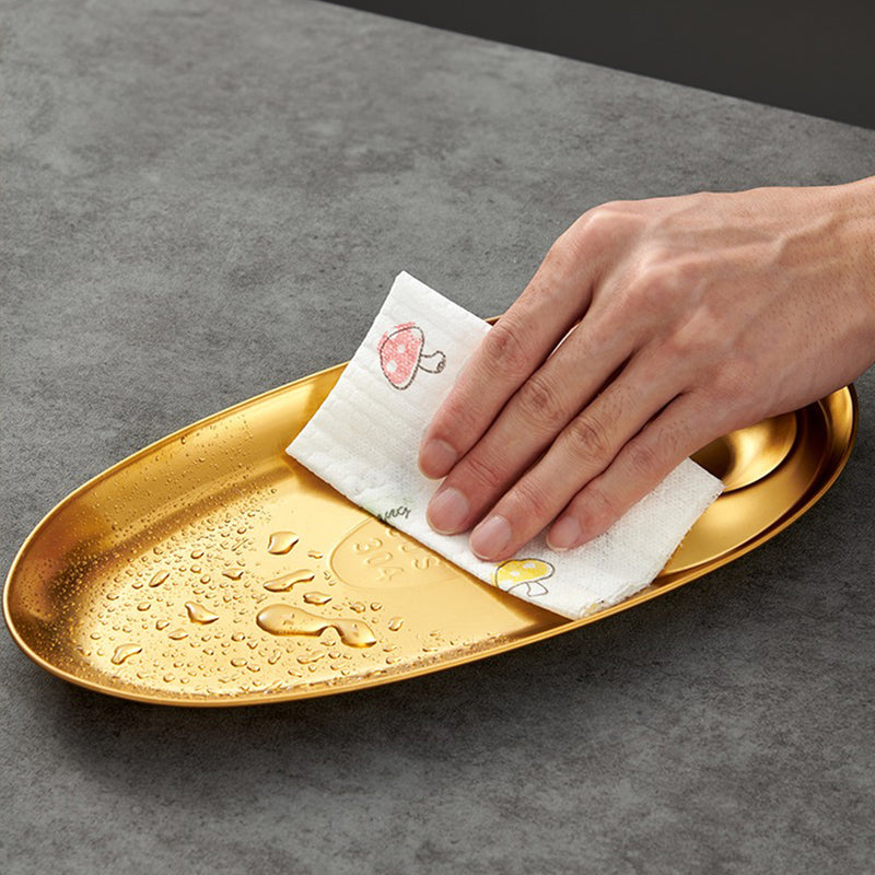 idrop Gold Plated Oval Snack Plate Stainless Steel XL Size / Piring Snek Keluli Tahan Karat Bentuk Bujur / 镀金椭圆形小吃盘不锈钢 XL 号