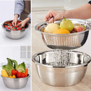 idrop 28CM Stainless Steel Multifunction Wash Basin Bowl /  Mangkuk Besen Basuh Pelbagai Fungsi Keluli Tahan Karat 28CM / 28CM不锈钢多功能洗脸盆碗