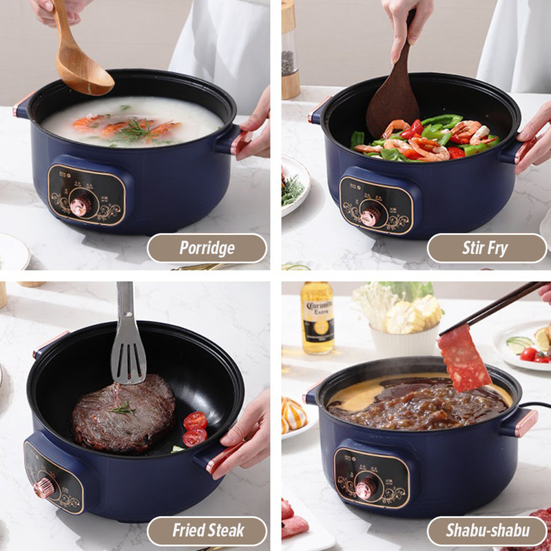 idrop [ 22CM ] 2 Layer Nonstick Electric Cooking Pot 800W / Periuk Memasak Elektrik Tidak Lekat / 22CM机械版二层不粘电蒸煮锅(塑 料蒸格玻璃盖)(800W)(英插