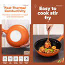 idrop [ 34CM ] Stainless Steel Micro Pressure Single Handle Nonstick Wok / Periuk Masak Tekanan Mikro / 34CM不锈钢微压单柄不粘炒锅(橙/青色)