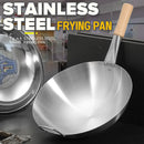 idrop [ 28-36CM ] Round Bottom Uncoated Stainless Steel Cooking Frying Pan / Periuk Memasak Bentuk Kawah Bulat 30CM 32CM 34CM / 30CM 32CM 34CM圆底无涂层不锈钢烹饪煎锅