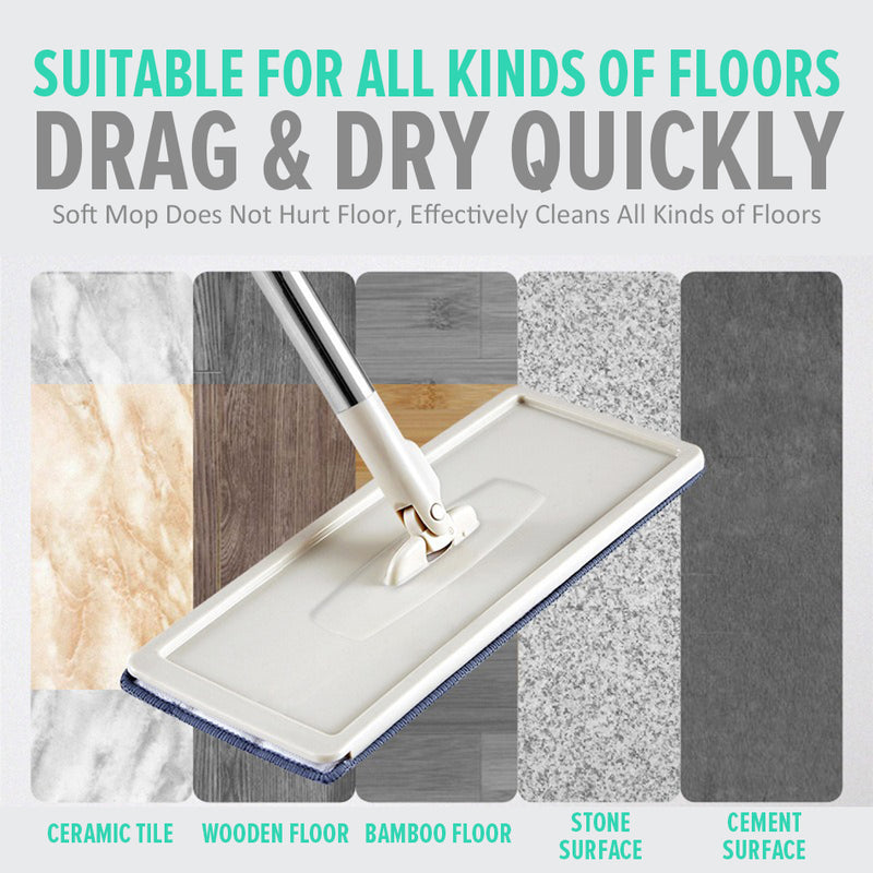 idrop Household Flat Cleaning Mop Hands Free / Mop Lantai Nipis / 刮刮乐拖把