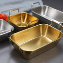 idrop Rectangle Square Stainless Steel Golden Plated Snack Box / Bekas Makanan Warna Emas Bentuk Petak Segi Empat Tepat / 不锈钢方 形小食盒 不锈钢方形 小食盒