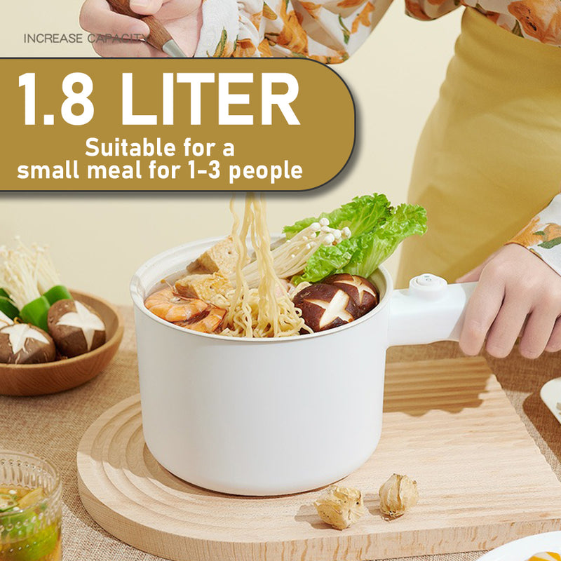 idrop [ 18CM ] Single Handle Nonstick Electric Cooking Pot with Steamer Layer / Periuk Kuali Elektrik Tidak Lekat & Stim / 18CM机械版小白单柄不粘电煮锅(塑料蒸格 )