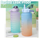 idrop [ 3PCS SET ] Drinking Water Bottle Gradient Color 300ml 800ml 2000ml / Set 3IN1 Botol Minuman Warna-warni  / (2000+800+300ML)圆形三件套渐变色塑料 水壶套装