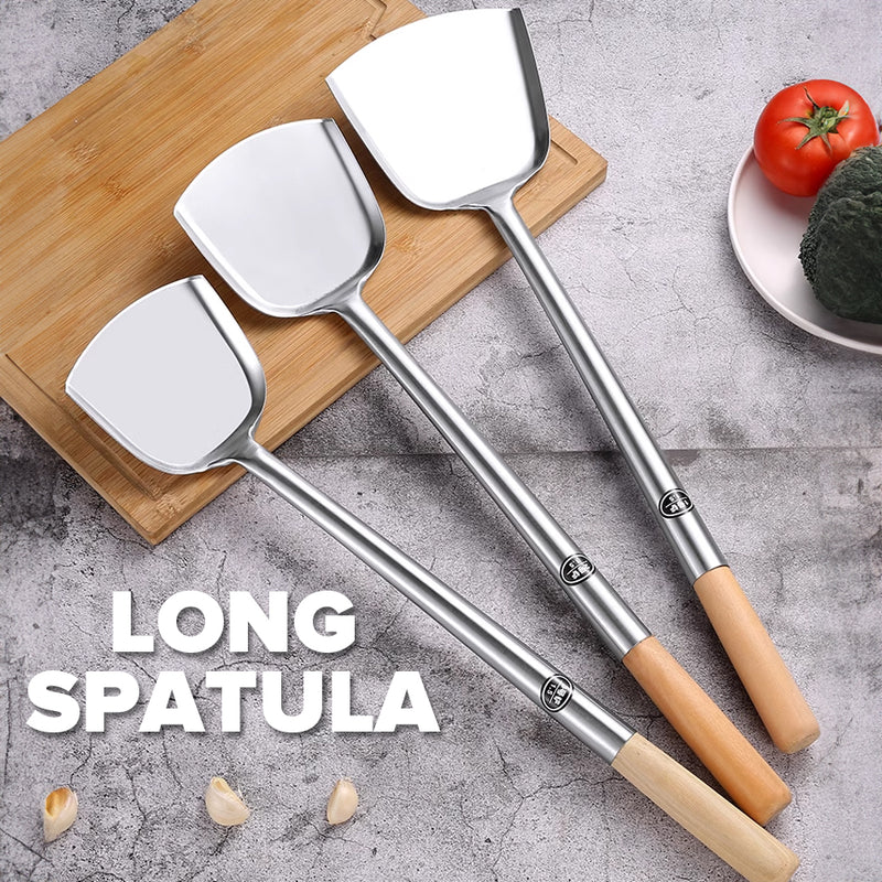 idrop [ 50CM ] Long Stainless Steel Wok Spatula & Ladle / Senduk & Spatula Panjang Keluli Tahan Karat /