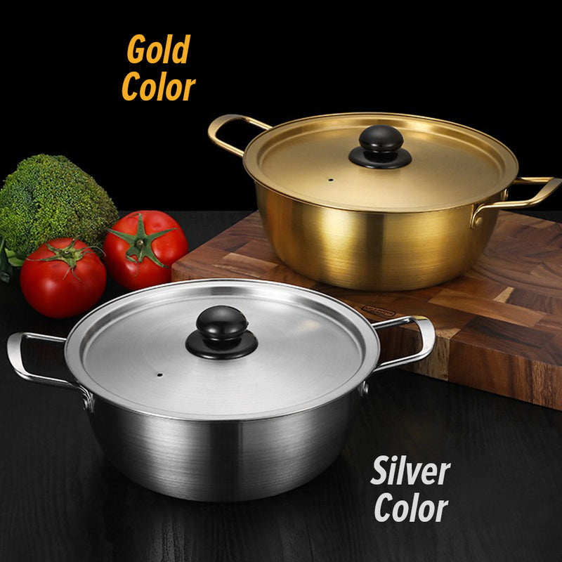 idrop [ 20CM / 22CM / 24CM ] Gold Silver Korean Style Instant Noodle Cooking Pot / Periuk Masak Mi Segera Rekaan Ala-ala Korea Warna Emas Perak / 韩式泡面锅