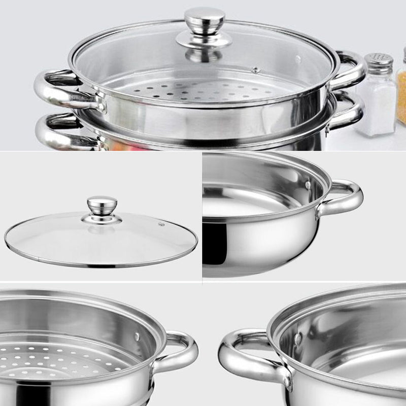 idrop [ 28CM ] 2 LAYER Multipurpose Kitchen Cooking Soup Pot & Steamer