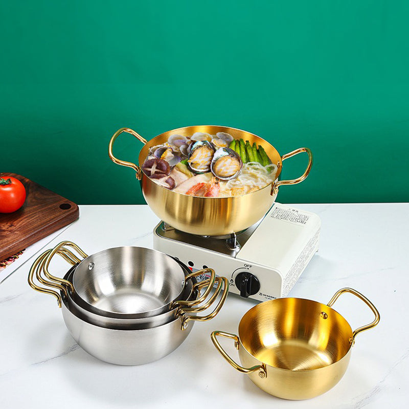 idrop [ 20CM / 22CM ] Gold Plated Ramen Noodle Pot Bowl Stainless Steel 201 / Mangkuk Keluli Tahan Karat Warna Emas / 20CM22CM不锈钢拉面锅(201)