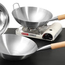 idrop [ 28-36CM ] Round Bottom Uncoated Stainless Steel Cooking Frying Pan / Periuk Memasak Bentuk Kawah Bulat 30CM 32CM 34CM / 30CM 32CM 34CM圆底无涂层不锈钢烹饪煎锅