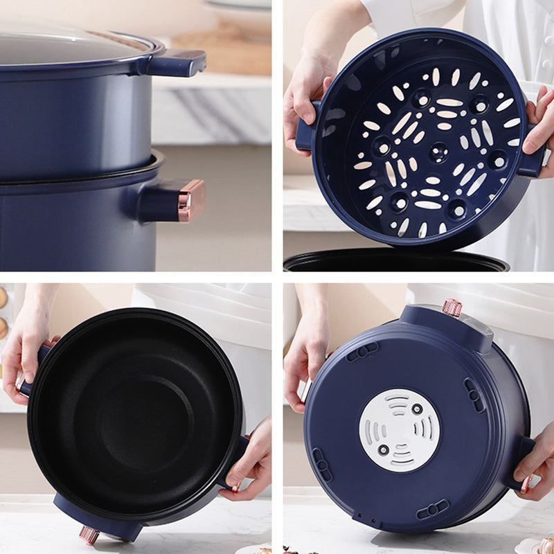 idrop [ 22CM ] 2 Layer Nonstick Electric Cooking Pot 800W / Periuk Memasak Elektrik Tidak Lekat / 22CM机械版二层不粘电蒸煮锅(塑 料蒸格玻璃盖)(800W)(英插