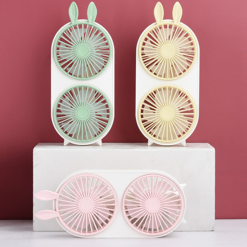 idrop Desktop Twin Motor Fan USB Rechargeable / Kipas USB Senang Caj 2 IN 1 / 卡通双风充电风扇