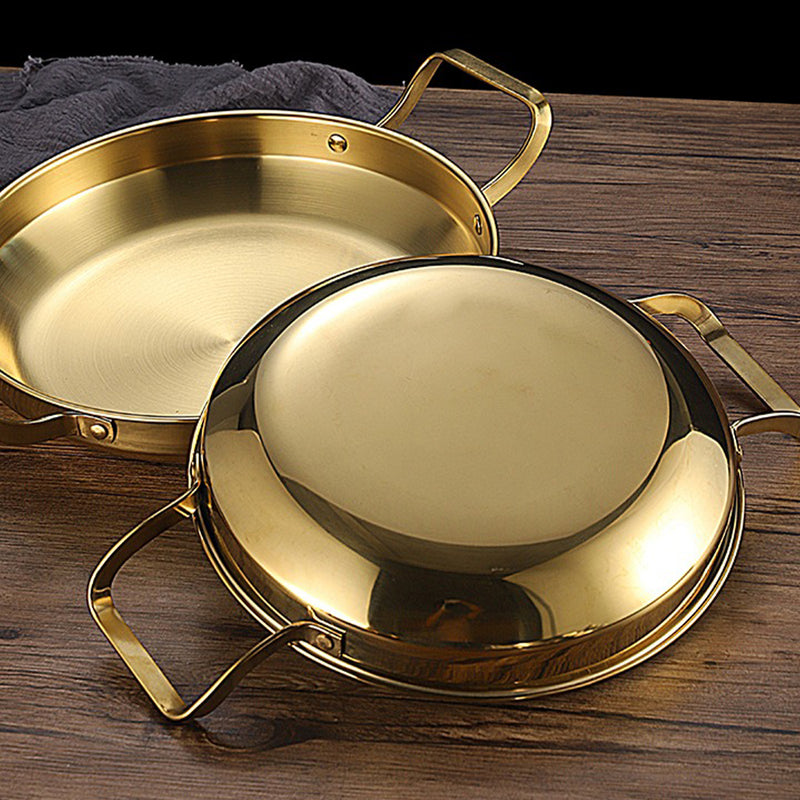 idrop [ 20~30CM ] Gold/Silver Hong Kong Style Stainless Steel Griddle Pan / Kuali Periuk Keluli Tahan Karat Emas & Perak / 金银港式不锈钢煎锅