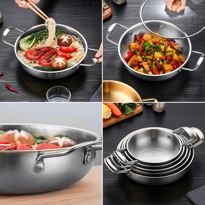 idrop [ 24 / 26 / 28CM ] Korean Style Stainless Steel Cooking Dry Pot / Periuk Memasak Keluli Tahan Karat Ala Ala Korea / 24CM 26CM 28CM不锈钢干锅(韩式拉面锅)