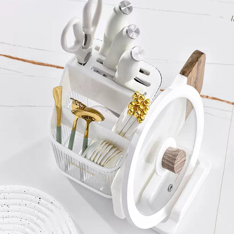 idrop Kitchen Transparent Utensil Chopstick Knife Holder Storage / Bekas Penyimpanan Perkakas Dapur / 塑料透明刀架筷子筒带锅盖座