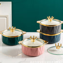 idrop 700ml Casserole Ceramic Bowl Crown Glass Top Cover / Mangkuk Seramik 700ml / 700ml 砂锅陶瓷碗皇冠玻璃顶盖