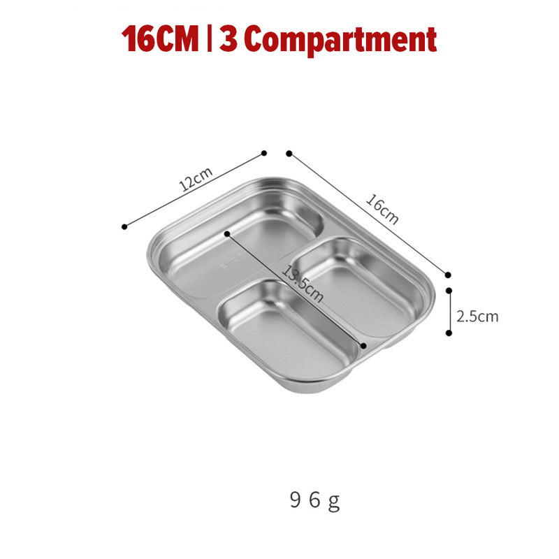 idrop Multicompartment Stainless Steel Small-Compartment Dinner Plate / Piring Hidang Makanan Keluli Tahan Karat / 格不锈钢小格餐盘