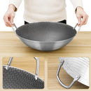 idrop [ 28CM / 32CM / 36CM ] Nonstick Stainless Steel Honeycomb Cooking Wok / Periuk Masak Keluli Tahan Karat Honeycomb / 不锈钢双耳蜂窝炒锅