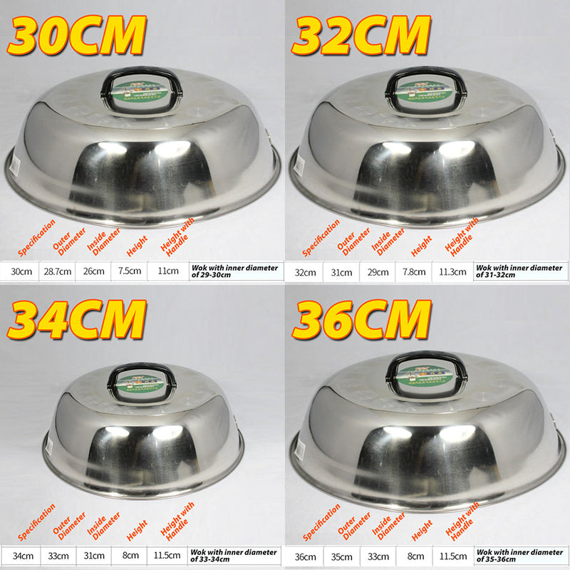 idrop [ 34CM / 40CM / 42CM ] Thickened Stainless Steel Frying Pan Wok Lid Cover / Penutup Periuk Keluli Tahan Karat / [ 34CM / 40CM / 42CM ] 加厚不锈钢炒锅锅盖盖