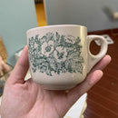 idrop Ceramic Cup Flower Pattern Cup & Saucer / Cawan Seramik Corak Bunga / 陶瓷杯 青色花图案杯和碟7.5*7CM+15CM