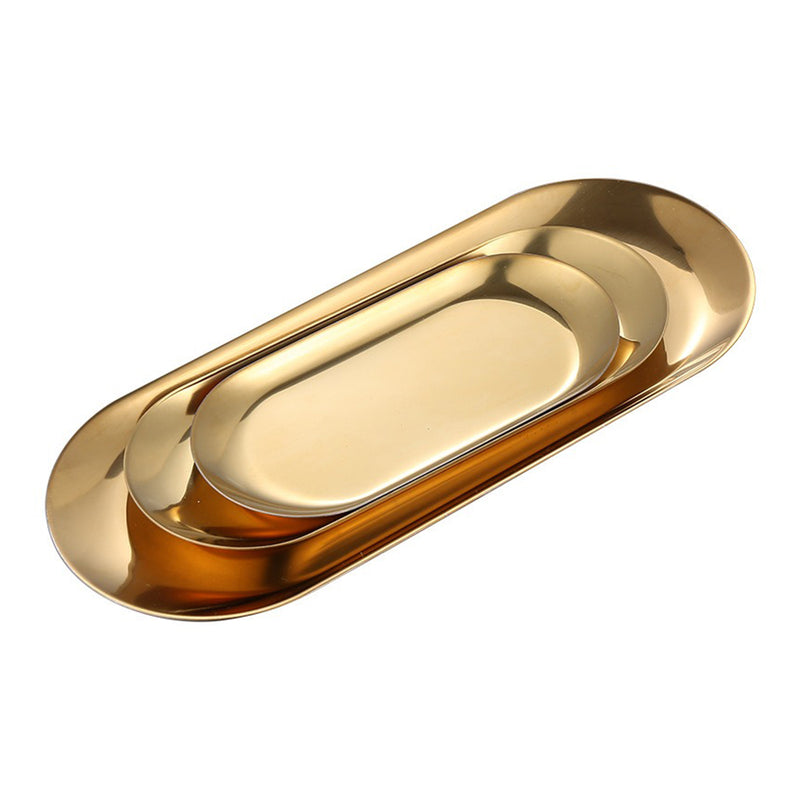 idrop Gold Plated  Stainless Steel Oval Plate / Piring Pinggan Keluli Tahan Karat Bujur / 锈钢椭圆盘