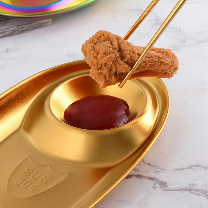 idrop Gold Plated Oval Snack Plate Stainless Steel XL Size / Piring Snek Keluli Tahan Karat Bentuk Bujur / 镀金椭圆形小吃盘不锈钢 XL 号