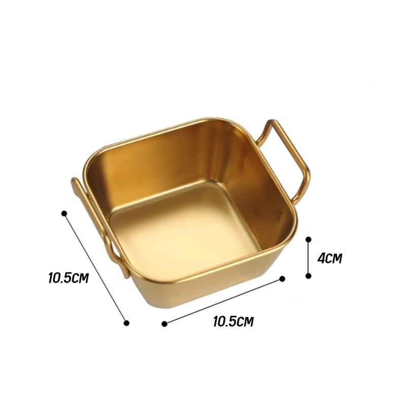 idrop Rectangle Square Stainless Steel Golden Plated Snack Box / Bekas Makanan Warna Emas Bentuk Petak Segi Empat Tepat / 不锈钢方 形小食盒 不锈钢方形 小食盒