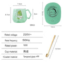 idrop [ 400ml ] Green Dinosaur Cup Warmer & Ceramic Cup Gift Box / Pemanas Cawan Kartun Cawan / 绿色恐龙陶瓷平盖钻石杯恒温礼盒 装(暖暖杯)