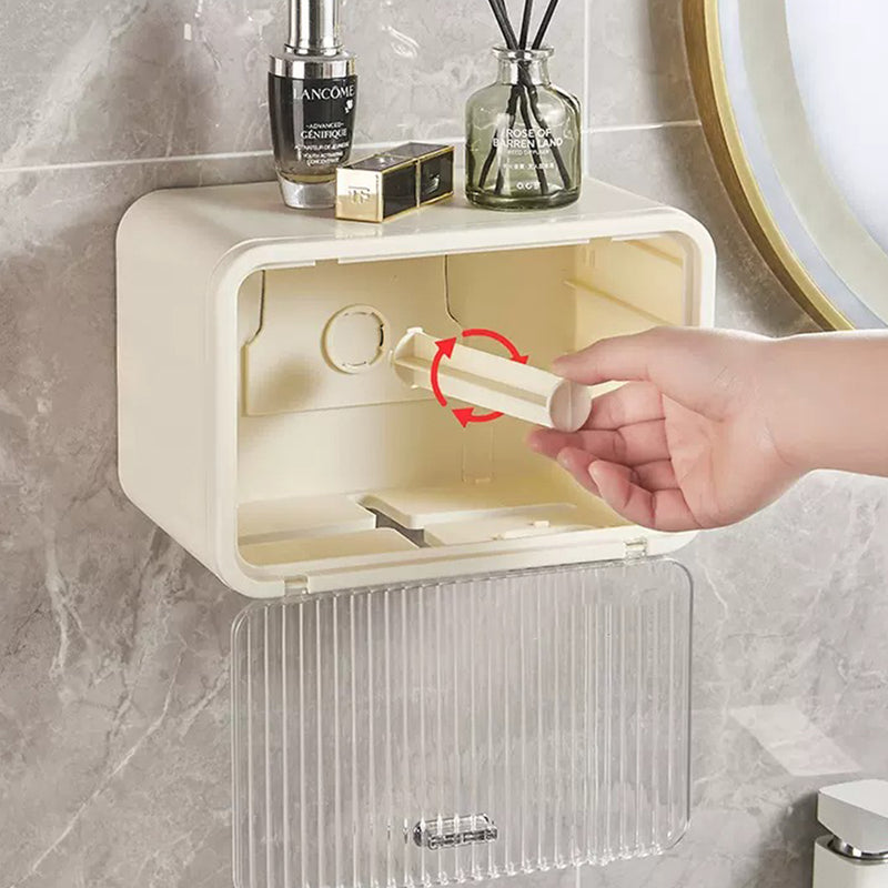 idrop Wall Mounted Tissue Storage Box With Transparent Window / Kotak Bekas Penyimpanan Tisu Dinding / (强力胶)透明白壁挂洗脸巾收纳盒