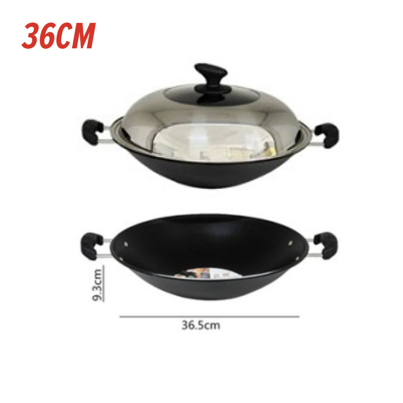 idrop [ 36CM / 38CM / 40CM ] Kitchen Frying Cooking Iron Wok Nonstick / Periuk Besi Masak Tidak Lekat / 厨房油炸烹饪铁锅不粘锅