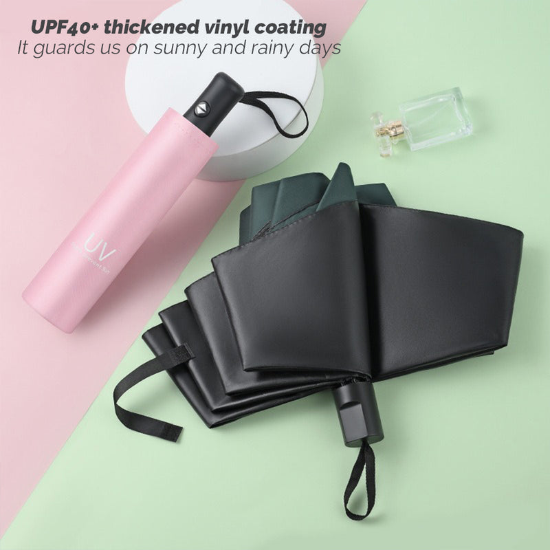 idrop UV Super Prevent Sun Compact Folding Sunscreen Waterproof Umbrella / Payung Hujan Dan Sinaran UV Mudah Alih / 手动uv雨伞厂家批发折叠太阳伞小防晒黑胶三折户外黑胶遮 阳伞商务