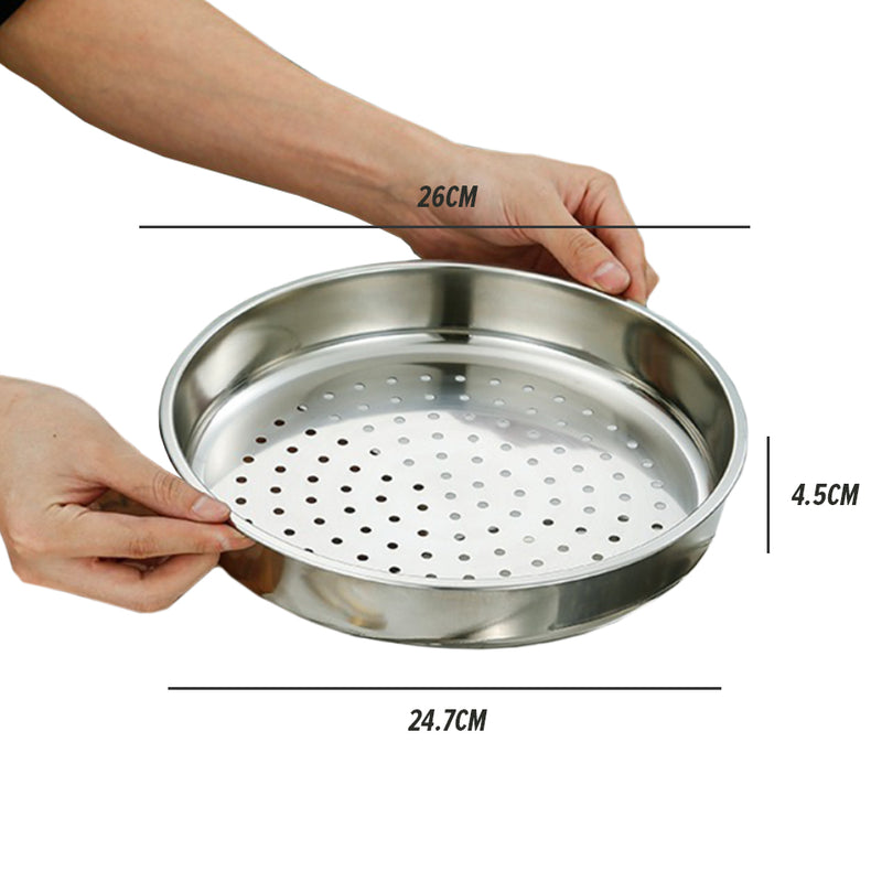 idrop [ 26 / 28 / 30CM ] Stainless Steel Steamer Tray Layer (Non Magnetic) / Lapisan Dulang Masak Stim / 26CM 28CM 30CM 不锈钢蒸笼盘(无磁08A)