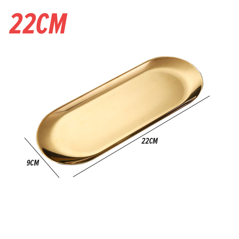 idrop Gold Plated  Stainless Steel Oval Plate / Piring Pinggan Keluli Tahan Karat Bujur / 锈钢椭圆盘
