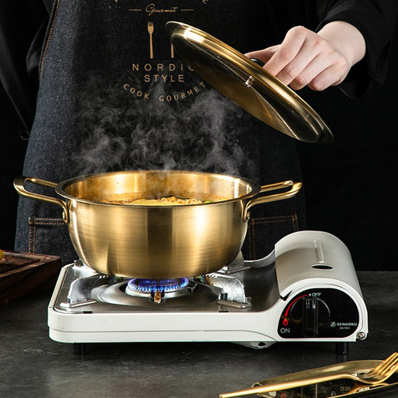 idrop [ 20CM / 22CM / 24CM ] Gold Silver Korean Style Instant Noodle Cooking Pot / Periuk Masak Mi Segera Rekaan Ala-ala Korea Warna Emas Perak / 韩式泡面锅