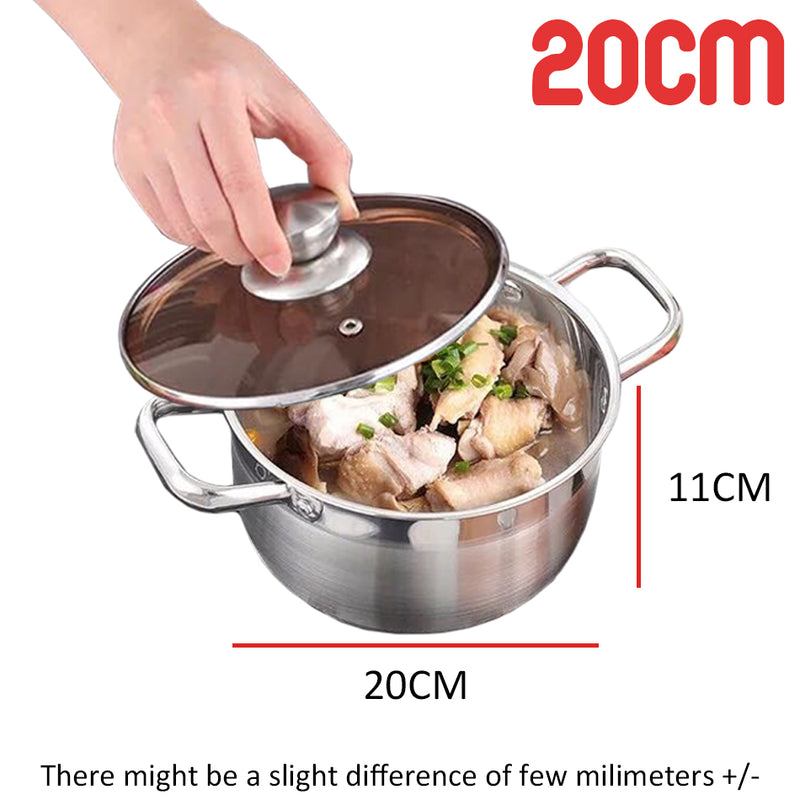 idrop [ 20 / 24 / 26CM ] Stainless Steel Soup Pot With Lid Cover / Periuk Masak Sup Keluli tahan Karat Bersama Penutup Periuk / 带盖不锈钢汤锅