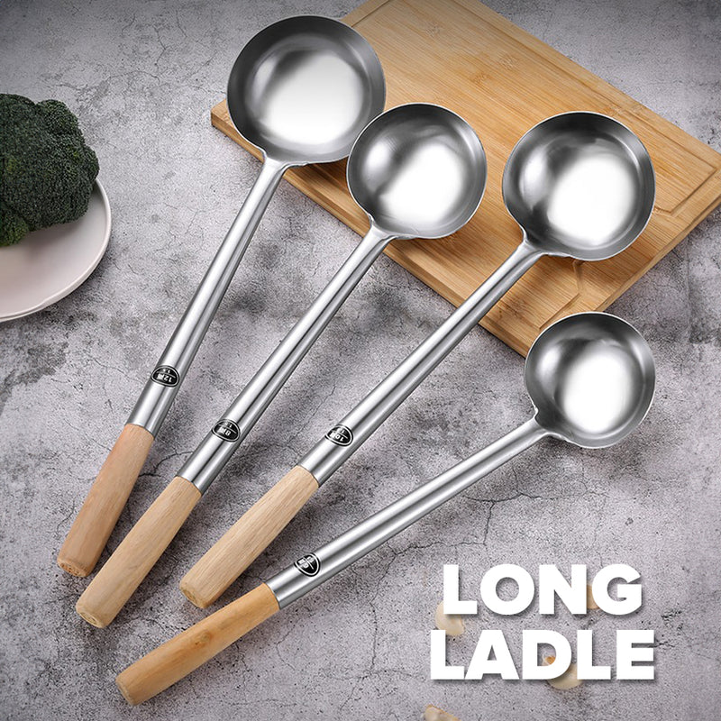 idrop [ 50CM ] Long Stainless Steel Wok Spatula & Ladle / Senduk & Spatula Panjang Keluli Tahan Karat /