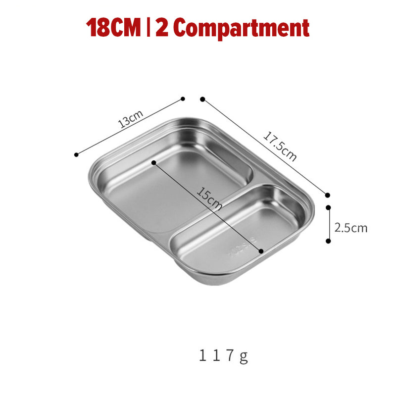 idrop Multicompartment Stainless Steel Small-Compartment Dinner Plate / Piring Hidang Makanan Keluli Tahan Karat / 格不锈钢小格餐盘