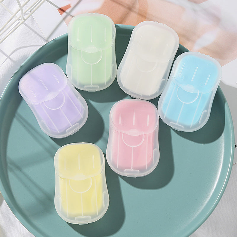 idrop [ 50pcs ] Disposable Pocket Paper Soap Travel Soluble Dissolvable Paper Soap / Kepingan Kertas Sabun Senang Larut / 旅行洗手纸片肥皂片一次性随身香皂片便携式学生皂纸肥皂纸香皂纸