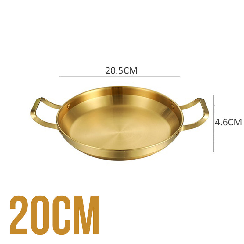 idrop [ 20~30CM ] Gold/Silver Hong Kong Style Stainless Steel Griddle Pan / Kuali Periuk Keluli Tahan Karat Emas & Perak / 金银港式不锈钢煎锅