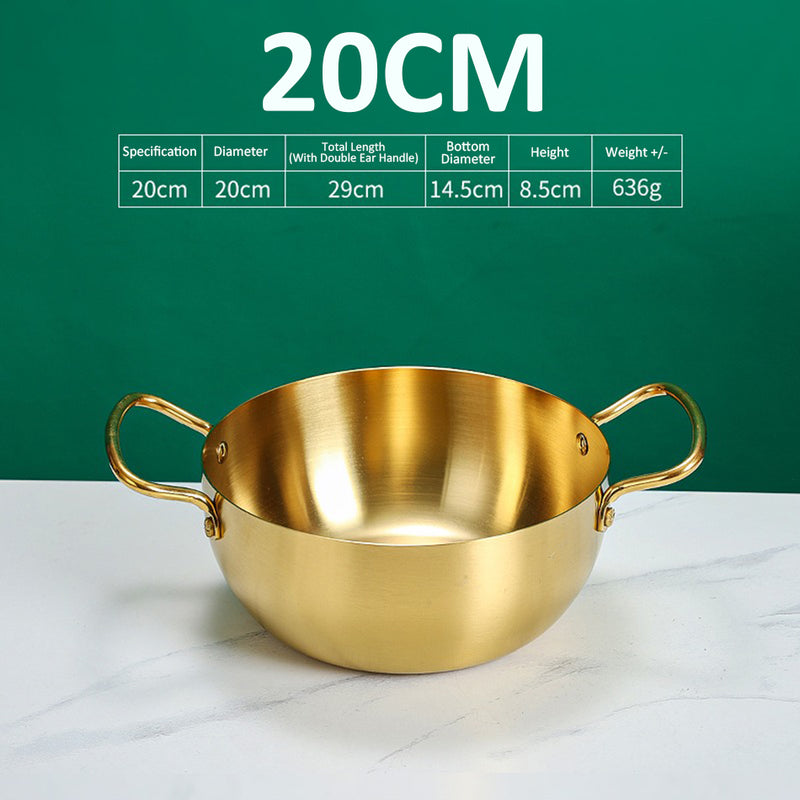 idrop [ 20CM / 22CM ] Gold Plated Ramen Noodle Pot Bowl Stainless Steel 201 / Mangkuk Keluli Tahan Karat Warna Emas / 20CM22CM不锈钢拉面锅(201)