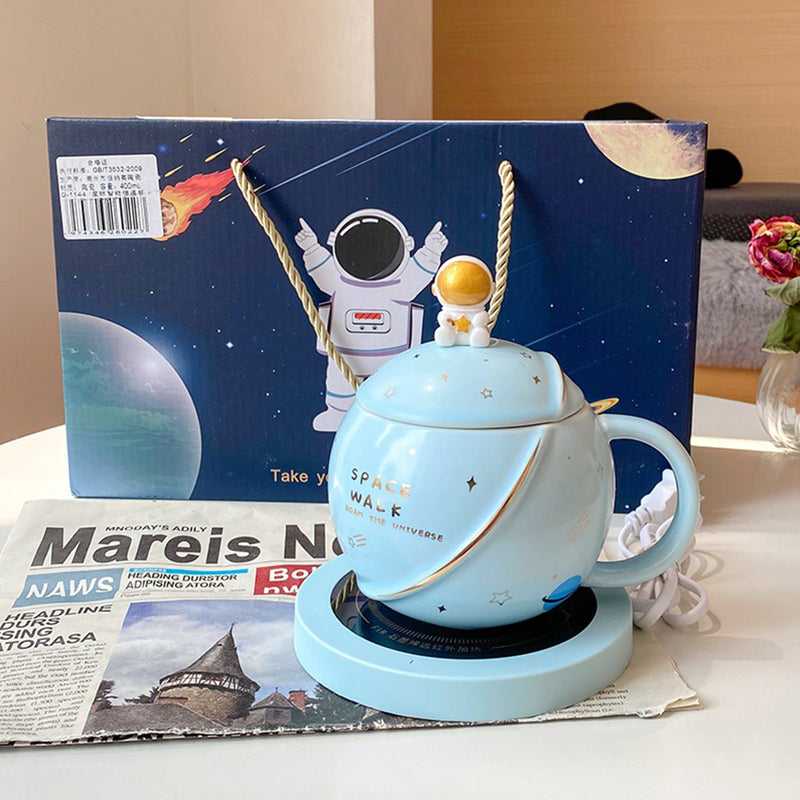 idrop [ 400ml ] Astronaut Space Planet Cup Warmer with Ceramic Mug / Pemanas Cawan dan Cawan Seramik Planet Angkasawan / 宇航员星球恒温陶瓷杯(带恒温)