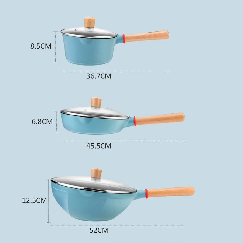 idrop [ 18CM / 24CM / 30CM ] Nonstick Granite Cooking Wok Frypan and Milk Pot / Periuk Kuali Masak Batu Tidak Lekat / 京瓷蓝回飞不粘奶锅单柄不粘炒锅单柄不粘煎锅