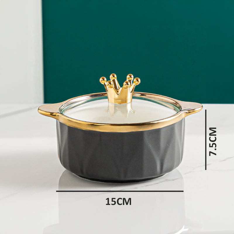 idrop 700ml Casserole Ceramic Bowl Crown Glass Top Cover / Mangkuk Seramik 700ml / 700ml 砂锅陶瓷碗皇冠玻璃顶盖