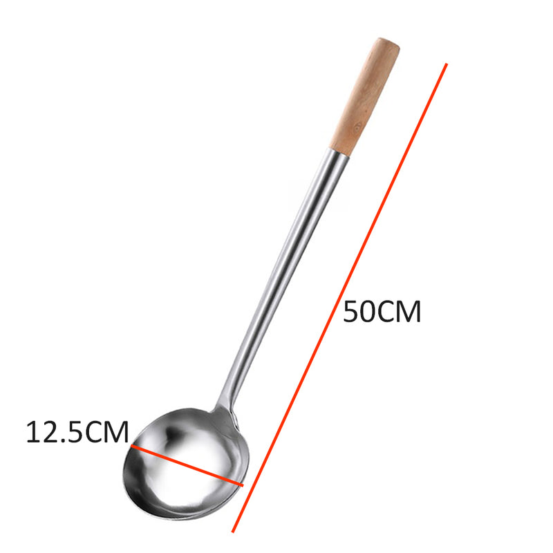 idrop [ 50CM ] Long Stainless Steel Wok Spatula & Ladle / Senduk & Spatula Panjang Keluli Tahan Karat /