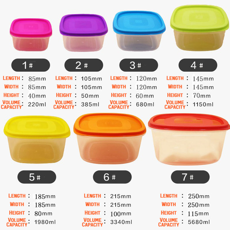 idrop [ 7 PCS ] Food Storage Plastic Box in Various Sizes / Kotak Bekas Makanan Plastic Pelbagai Saiz / 七件套塑料盒