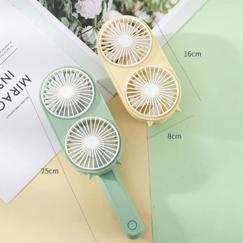 idrop Desktop Twin Motor Fan USB Rechargeable / Kipas USB Senang Caj 2 IN 1 / 卡通双风充电风扇