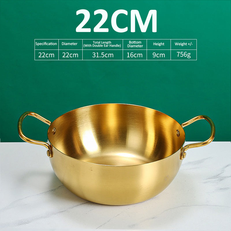 idrop [ 20CM / 22CM ] Gold Plated Ramen Noodle Pot Bowl Stainless Steel 201 / Mangkuk Keluli Tahan Karat Warna Emas / 20CM22CM不锈钢拉面锅(201)